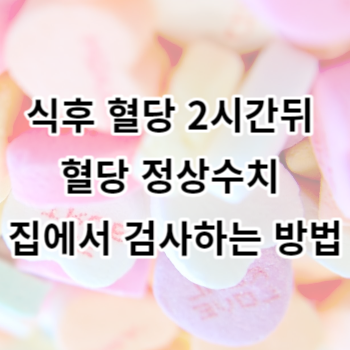 식후 혈당 2시간뒤 혈당 정상수치 집에서 검사하는 방법