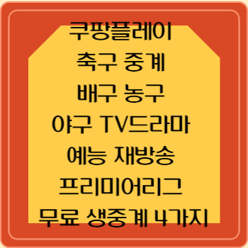 쿠팡플레이 축구 중계 배구 농구 야구 TV드라마 예능 재방송 프리미어리그 무료 생중계 4가지